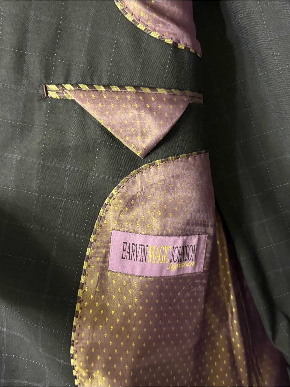 NWT Magic Johnson Super 120s Navy Windowpane 42L Business Suit